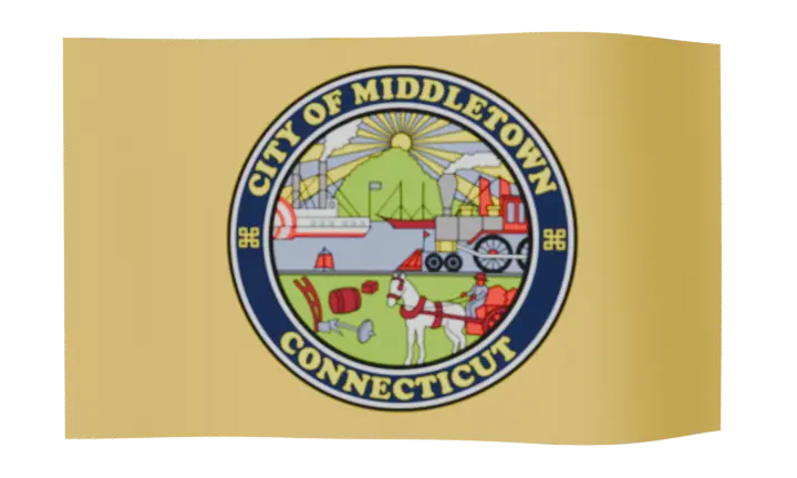 The flag of Middletown, Connecticut, waving